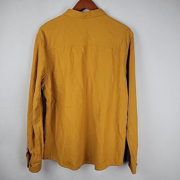 Stio Miter Shirt Mens Large Ochre Gold Lightweight Flannel Long Sleeve Button - Picture 11 of 13